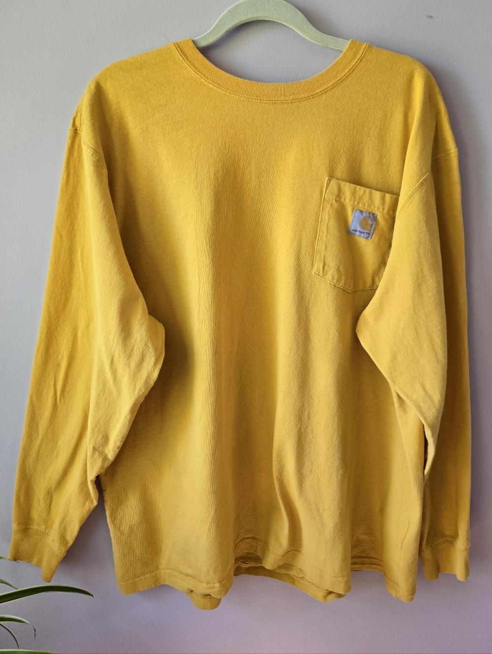 Carhartt K126 Loose Fit Heavyweight Long Sleeve Pocket Tee - Solar Yellow - XL